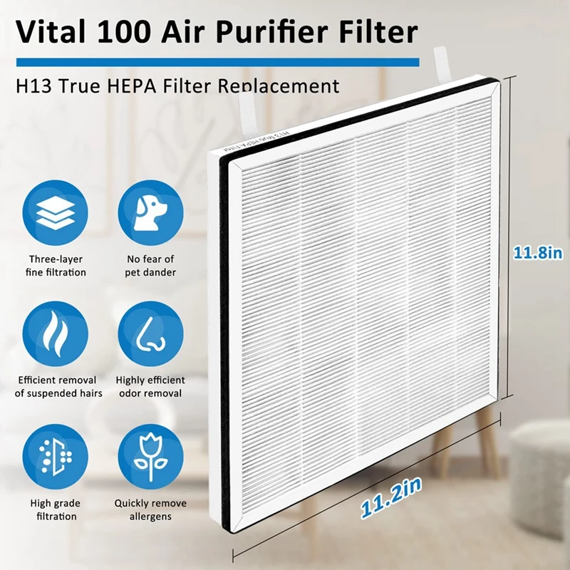 

HAEGER For Levoit Vital 100 Air Purifier Accessories Vital100-RF Replacement True HEPA High-Efficiency Activated Filter