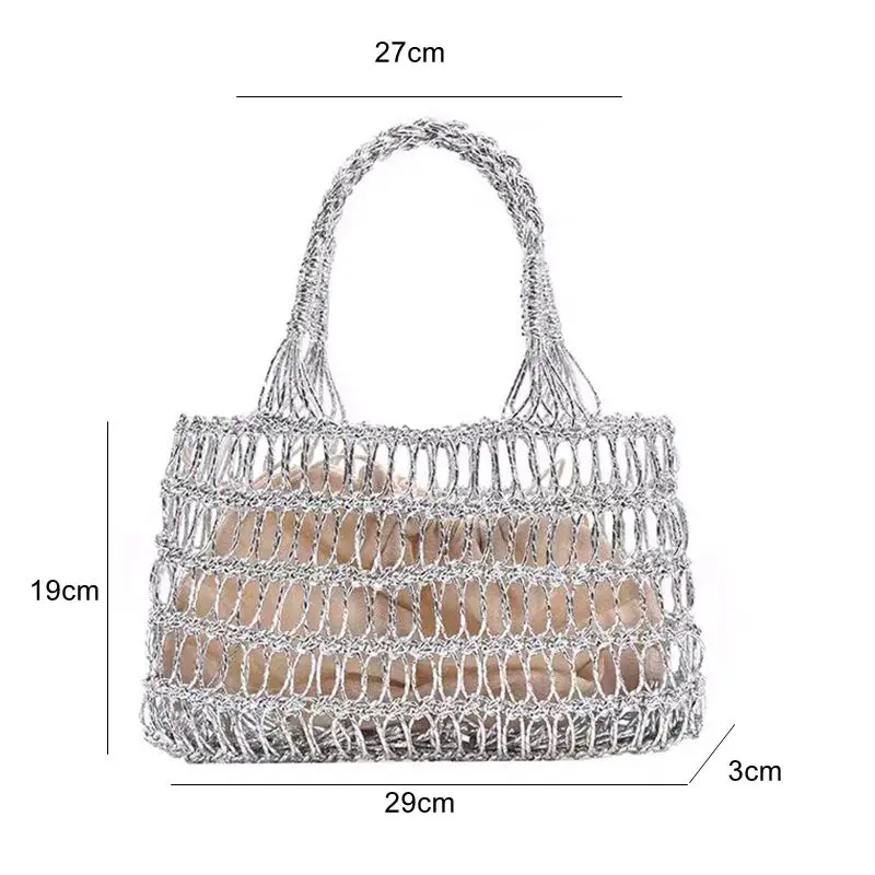 Bolso de playa tejido a mano para mujer, Cartera de ganchillo de alta gama, de ratán, a la moda, de verano