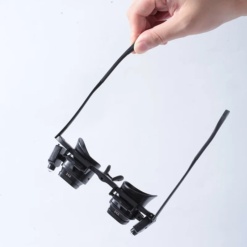 24 times head wearing glasses, portable watch repair magnifying glass, led lamp mobile phone electronic components welding