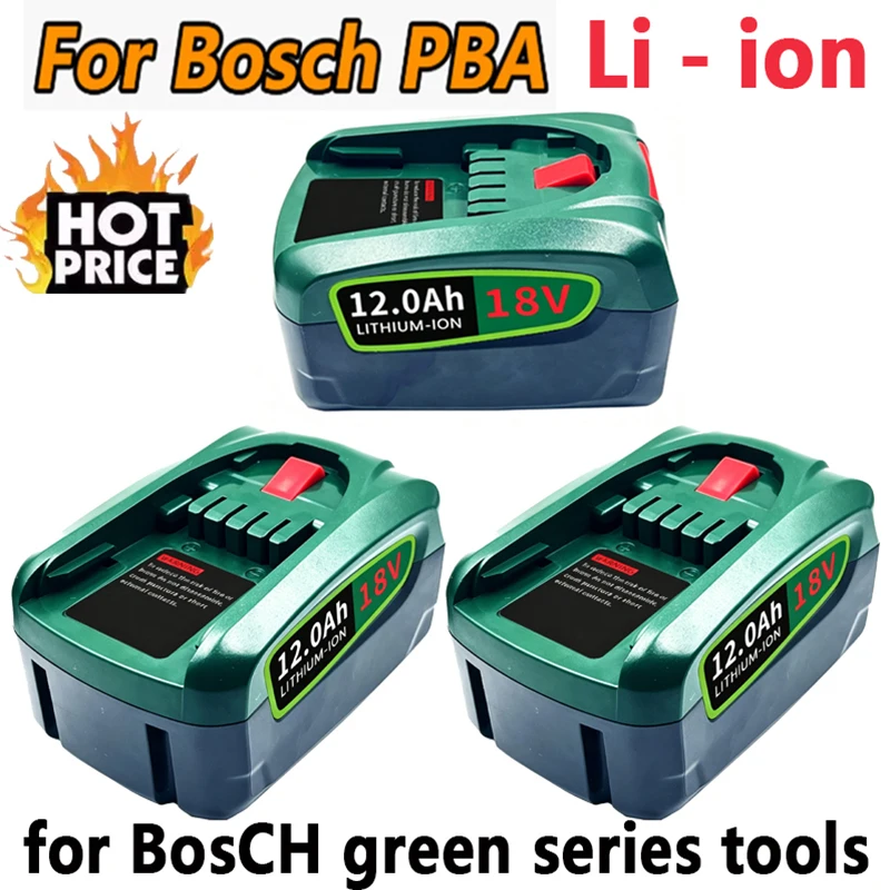 for Bosch Green Power Tool Vacuum Cleaner PBA  AL1880CV AL1810CV AL18815CV Lithium Battery Replacement for Bosch 18V PSA PSR