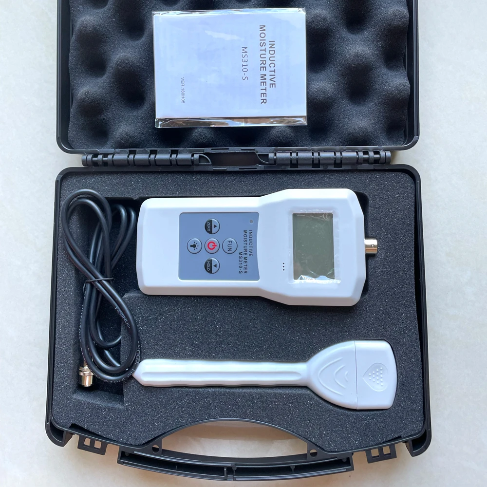 Medidor de humedad portátil inductivo de alta precisión, MS310-S para rango de medición textil 0-99%, 4 LCD digital