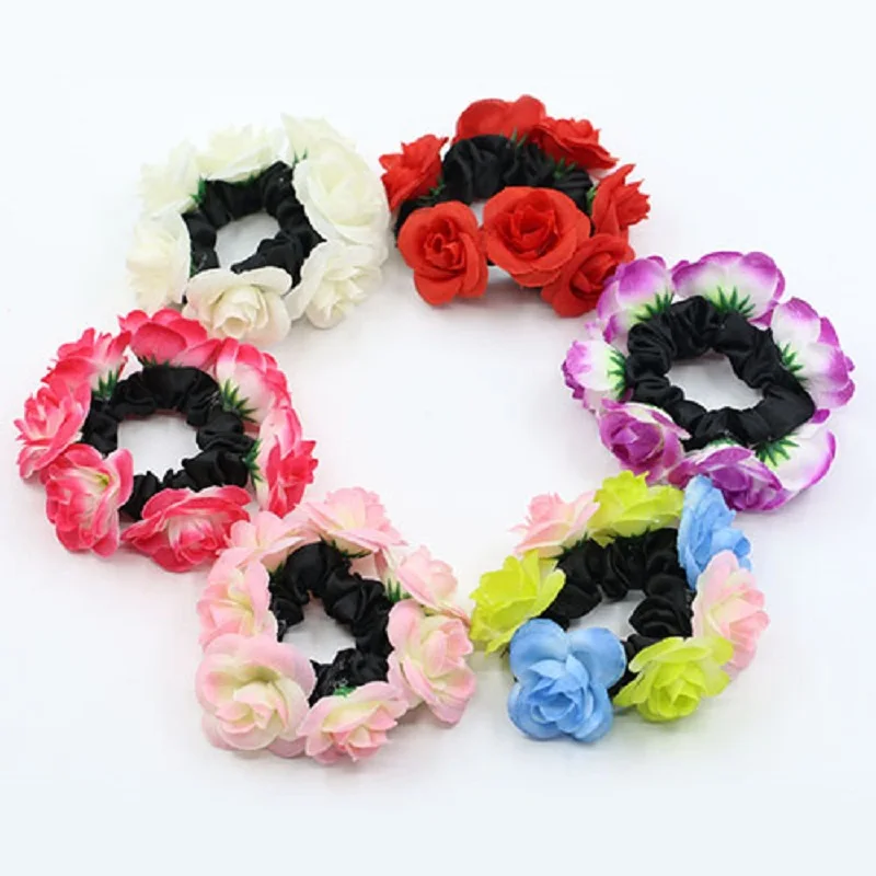 Flower Hairband Hair Accessories Women\'s Fashion Luxury Floral Flower Bun Hairband Garland Bridal Scrunchie