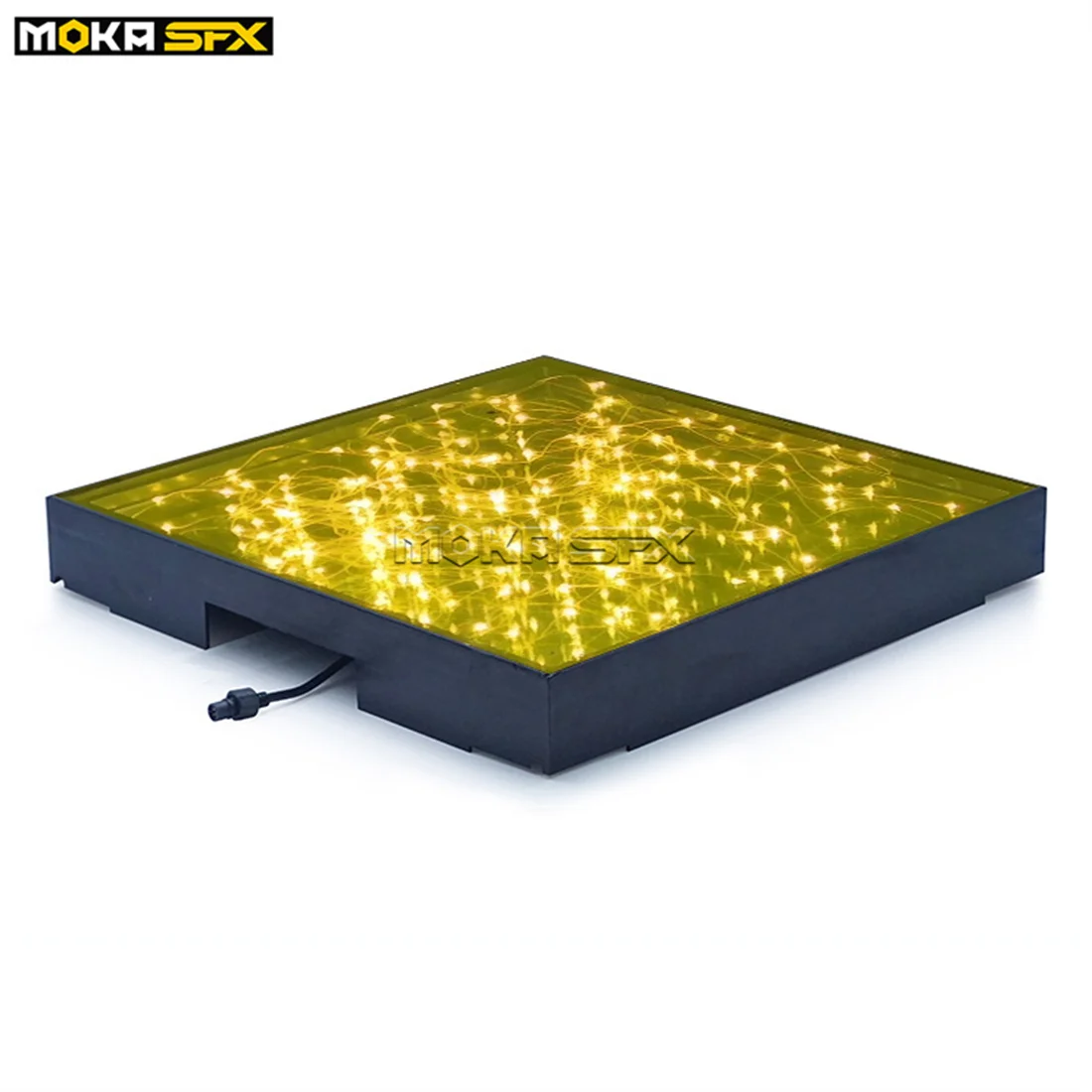 MOKA SFX 3D LED Dance Floor Panel Tempered Glass Gold Stars Mirror Dance Floor for Nightclub Disco Wedding Party SD Control