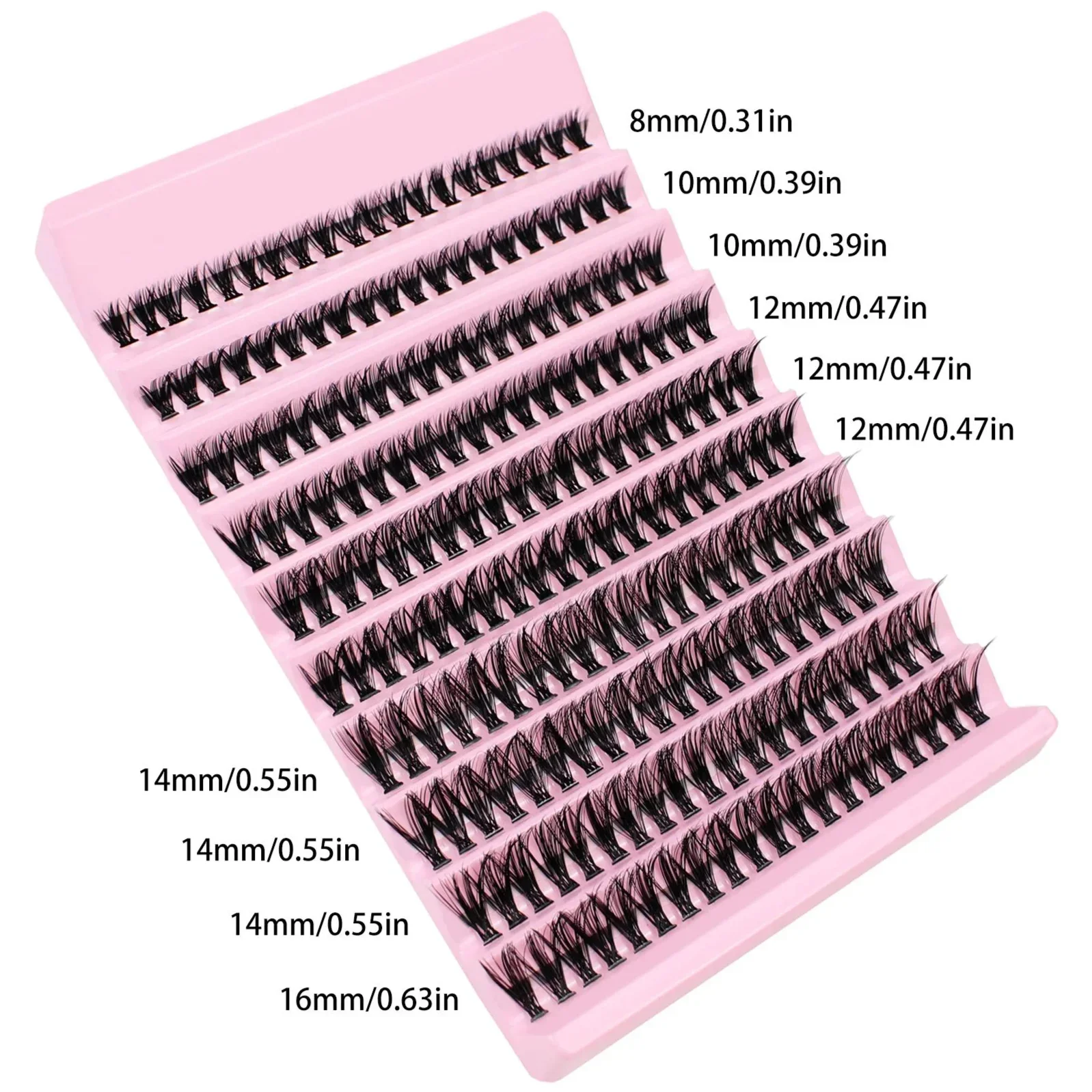 Ciglia individuali 8-16mm 200 pezzi Ciglia a grappolo Aspetto naturale Vassoio misto Estensione ciglia fai da te Volume Cluster ciglia Ciglia