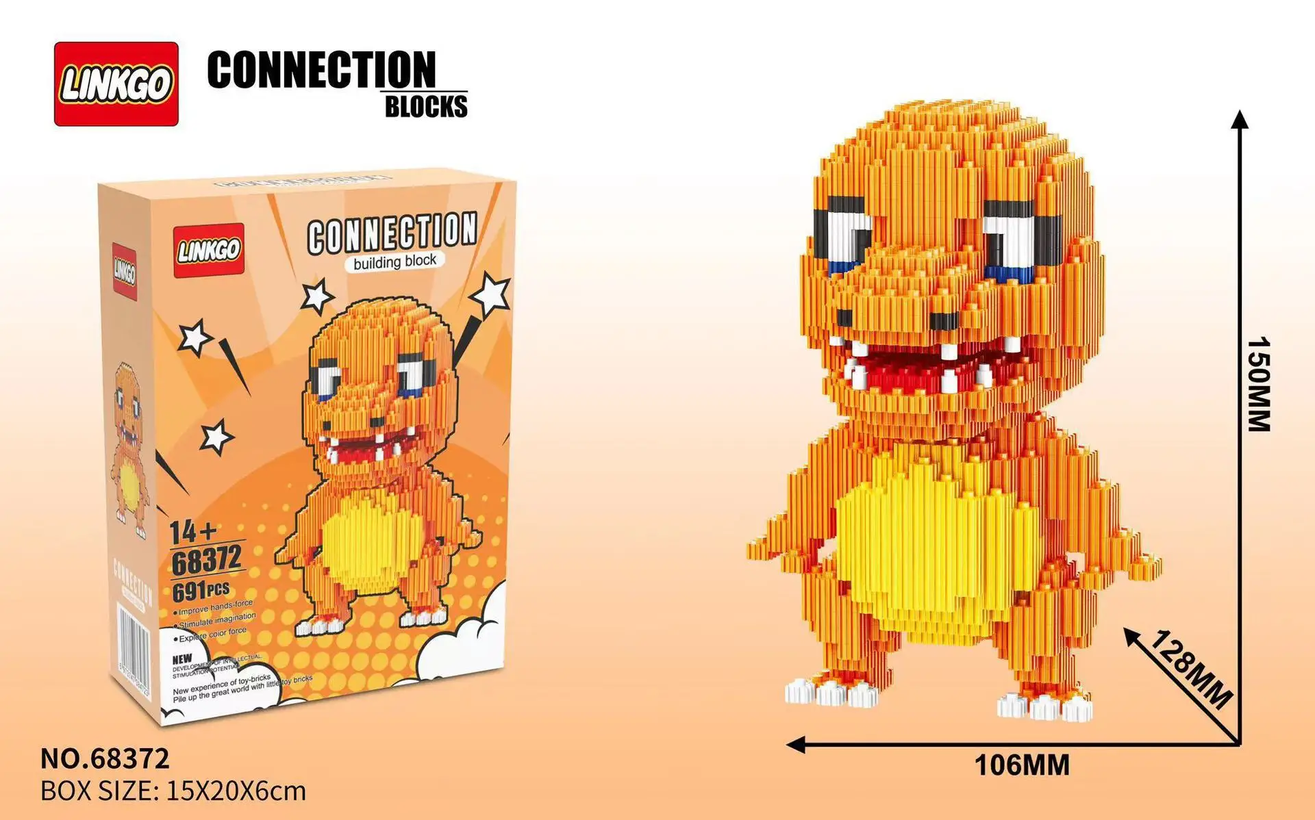 Pokemon Gengar Building Block Bulbasaur Charmander 3D Model Assembly Connection Mini Brick Figure Toys for Home Decora image 3