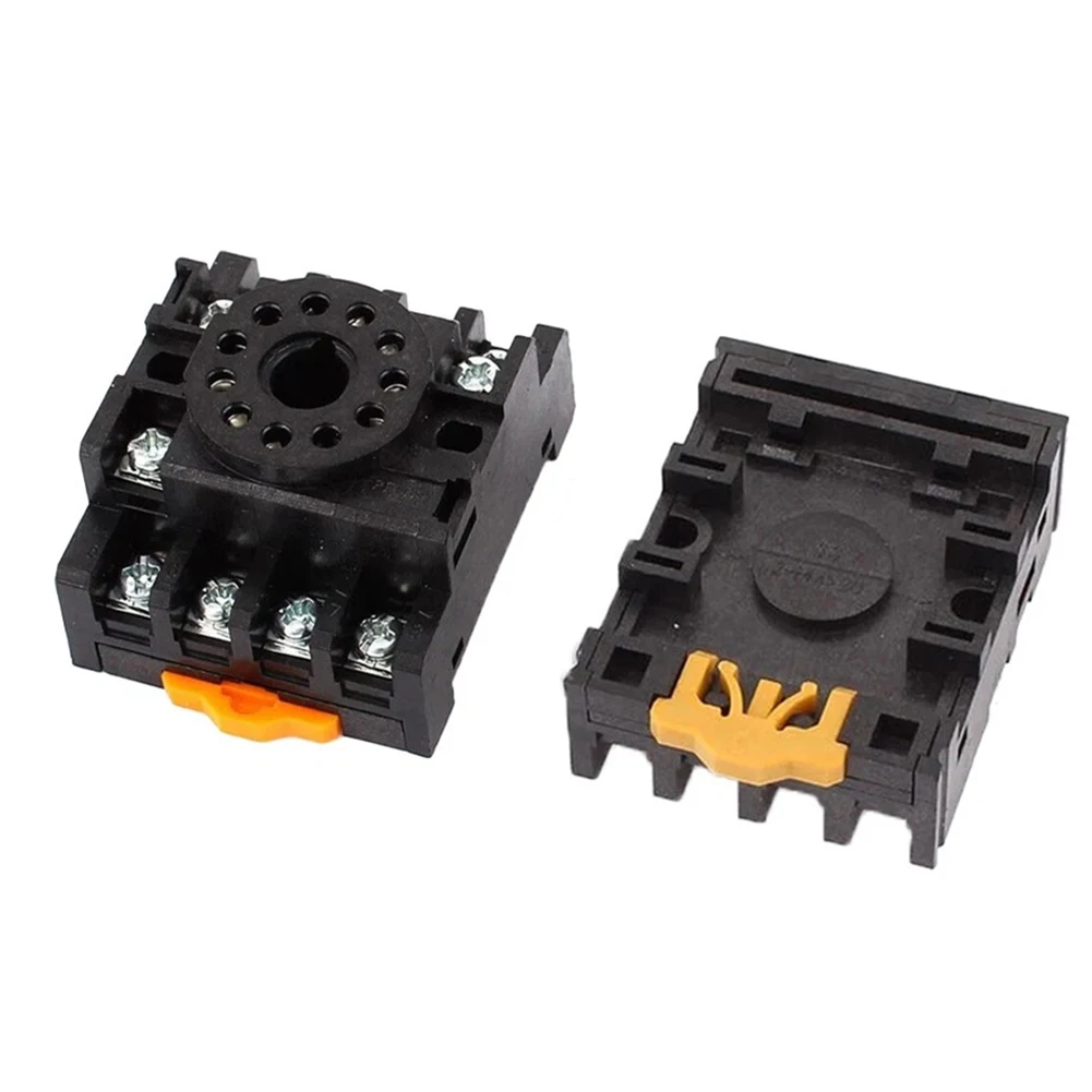 PF083A Mount 8 Pin Relay Socket Industrial Control Panels Mounting Center 33 Mm Compact Size 8 Round Pins 35mm DIN Rail