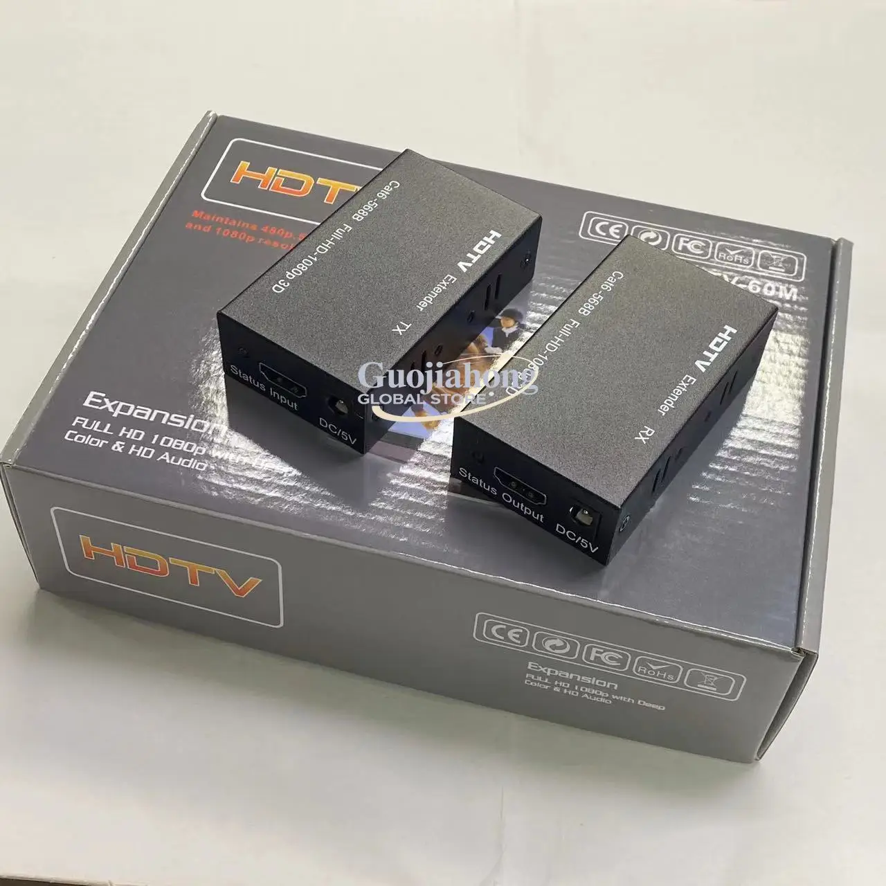Extender 60m RJ45 network cable to   Extender  ing high definition 1080P with 2 power supplies