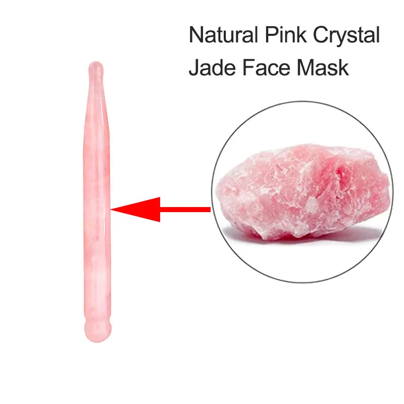 Barra de masaje de cuarzo rosa, masajeador de mano de Jade Natural para raspado facial, lápiz de acupuntura con gatillo, dispositivo de belleza para