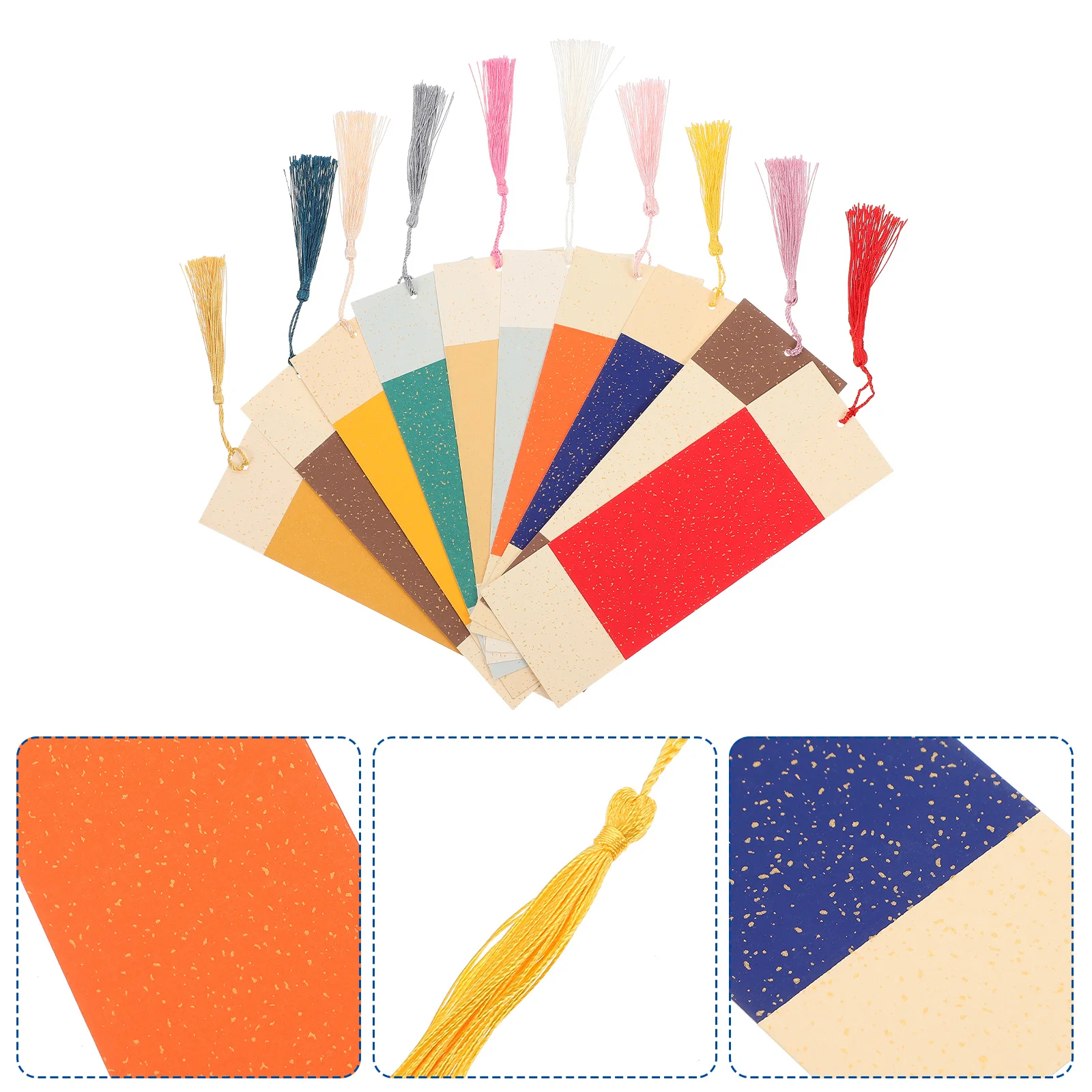 

2Packs DIY Creative Paper Bookmarks Wax Dye Style Simple Hanging Tags Tassels Craft Supplies for Students Paper Bookmarks