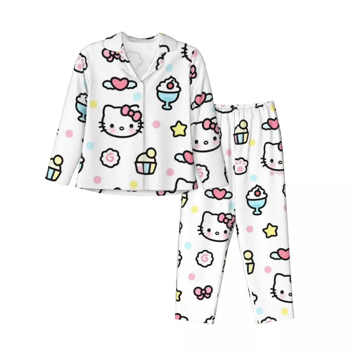 

Cute Hello Kitty Women Pajamas 2 Pieces Set Loungewear pyjama pour femme