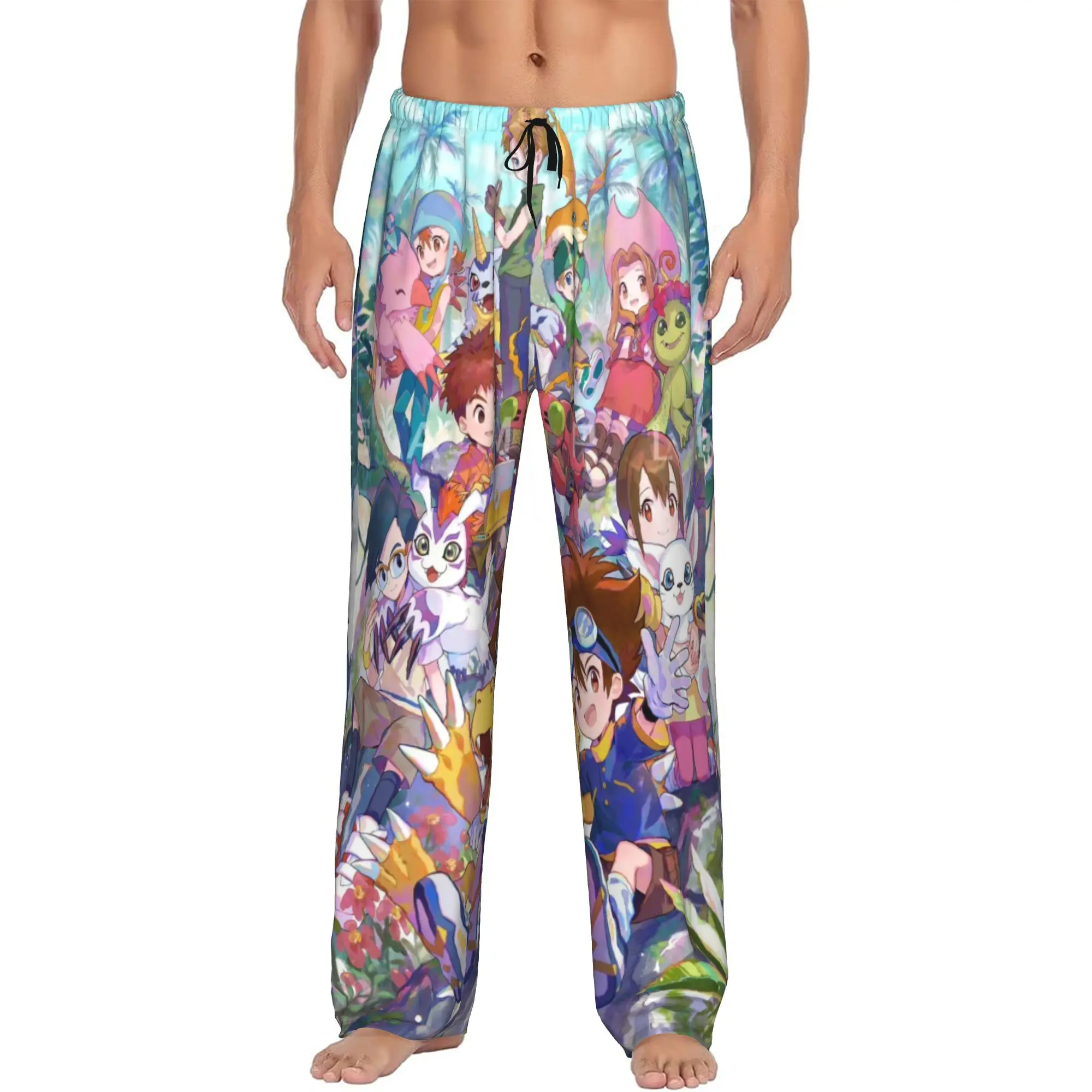 Custom Men Cookies Anime Monsters  Pajama Pants Print Elmo Cartoons Sleep Sleepwear Bottoms with Pockets
