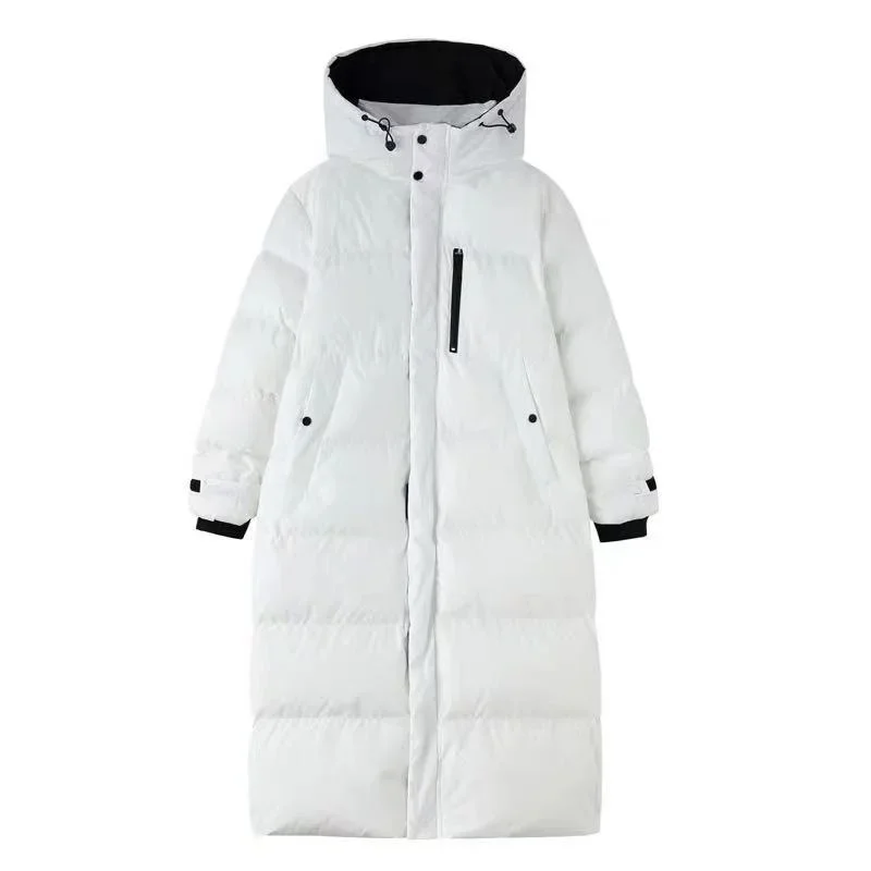 

Women's Coat Korean Casual Elegant Loose Hoodied Mid-Length Zipper Down Padded Jacket Thick Long Winter Outwear Female Trend