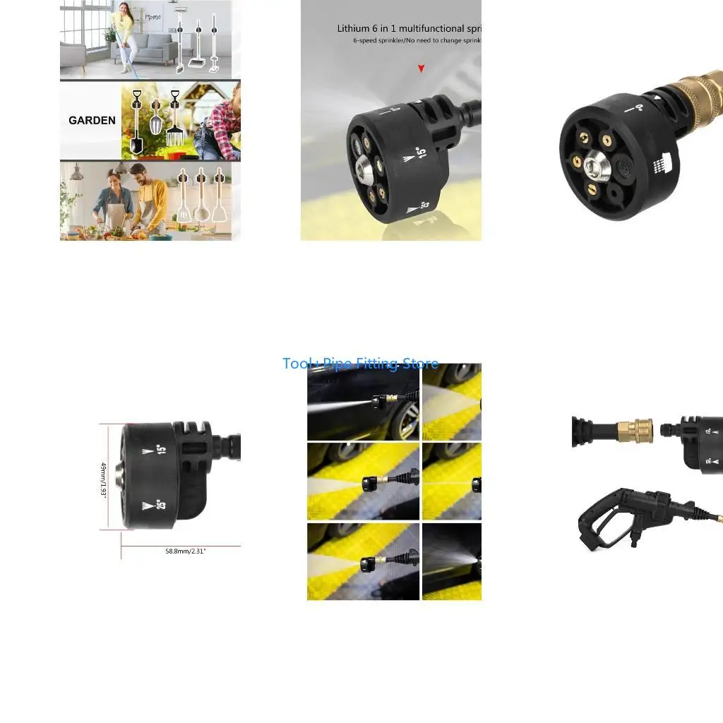 F92B High Pressure Washer Nozzle 0 15 25 40 Degree Rotation Watering Rinse Soap Nozzle Tip Garden Cleaning Universal