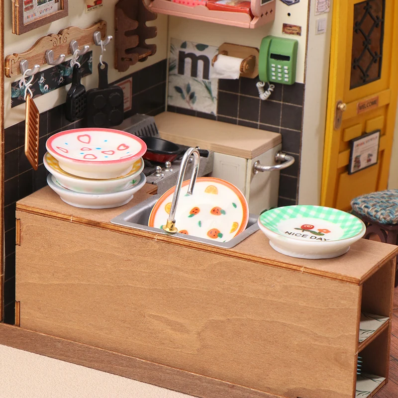 5 pçs 1/12 casa de bonecas mini pratos pratos modelo casa de bonecas simulação cozinha decoração casa bonecas acessórios fingir jogar brinquedos
