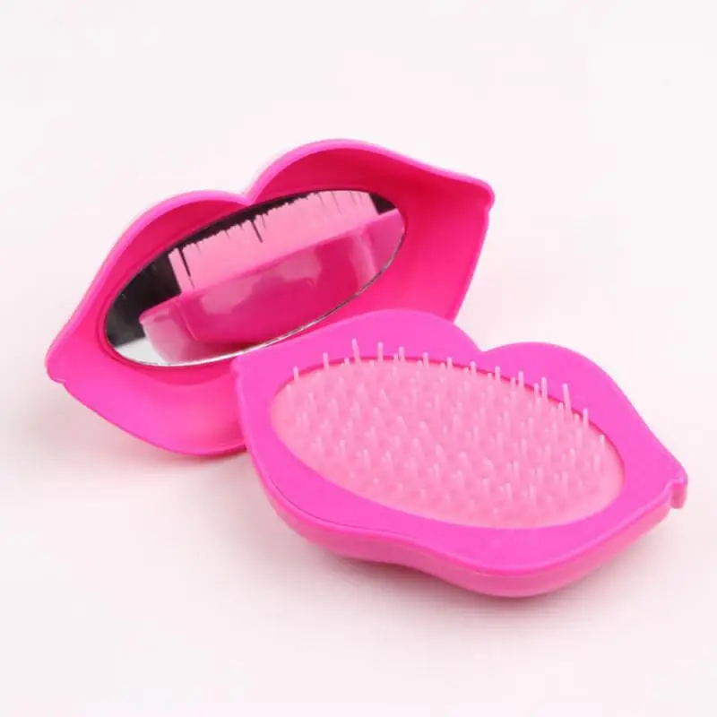 2023 Lips Shape Comb Antistatic Massage Mirror Hair Brush Salon Styling Professional Hair Styling Tool Red Lips Comb