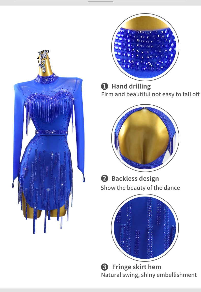 2026 Lateinamerikanische Tanzkleidung Mädchen Elegantes Partykleid Damen Abendkleid Kabarettanz-Set Damen Wettbewerbs- und Amerikanisches Übungskostüm – Detail 6