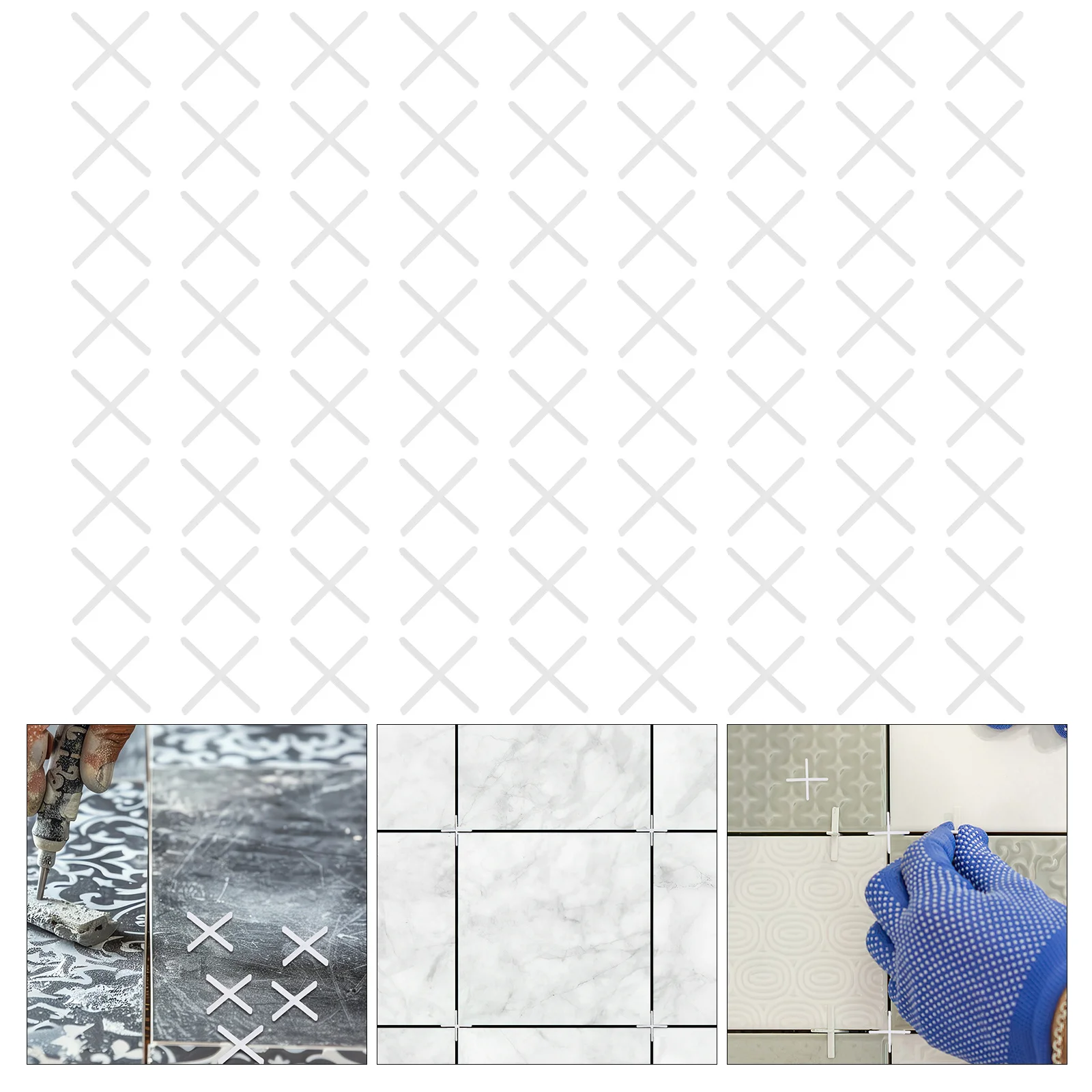 500Pcs Cross Tile Spacers Pe Durable Plastic Reusable Leveling Spacers for Home Construction Tile Installation