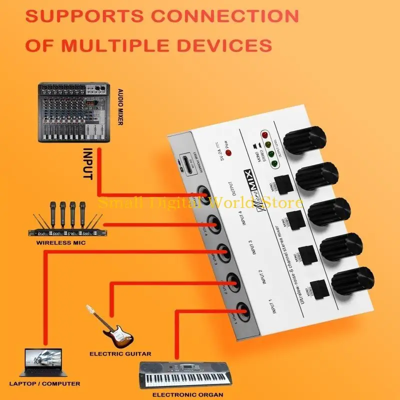 77ub Compact Mixer KTV Karaok 4 Channel Professional Sound Mixer