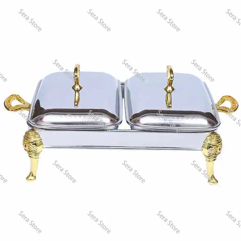 Multi-Function Gel Fuel Food Warmer, Stainless Steel with Heat Resistant Glass Lid, Commercial