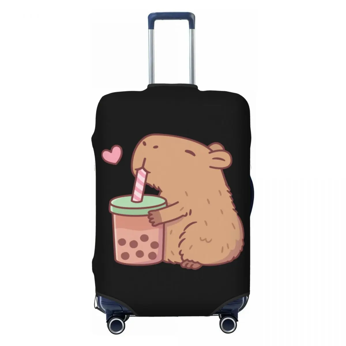 

Милая капибара любит пузырьковый чай, дорожный чехол для багажа, пылезащитный чехол для чемодана, подходит для 18-32 дюймов