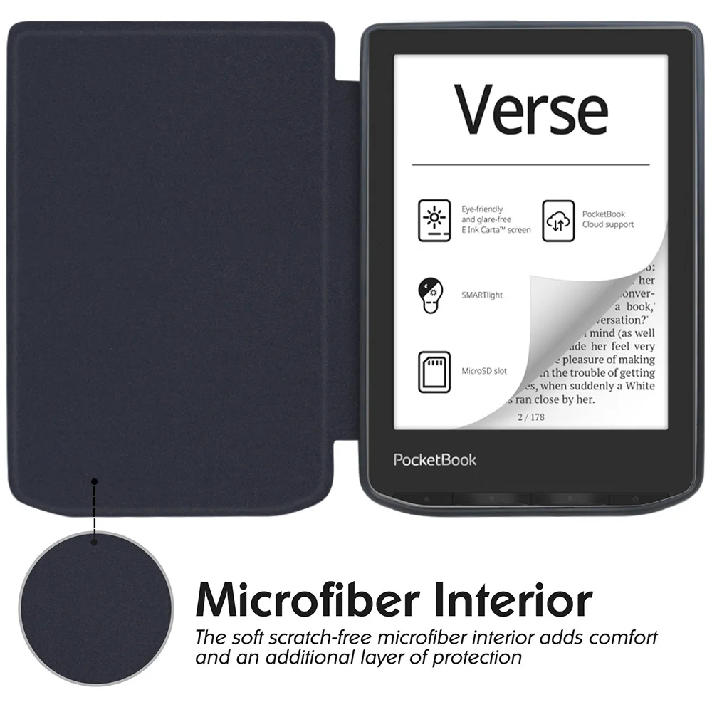 Auto Sleep/ Wake Slim Flip Cover For PocketBook 619 634K3 634 629 Verse Lite Pro Color, 6