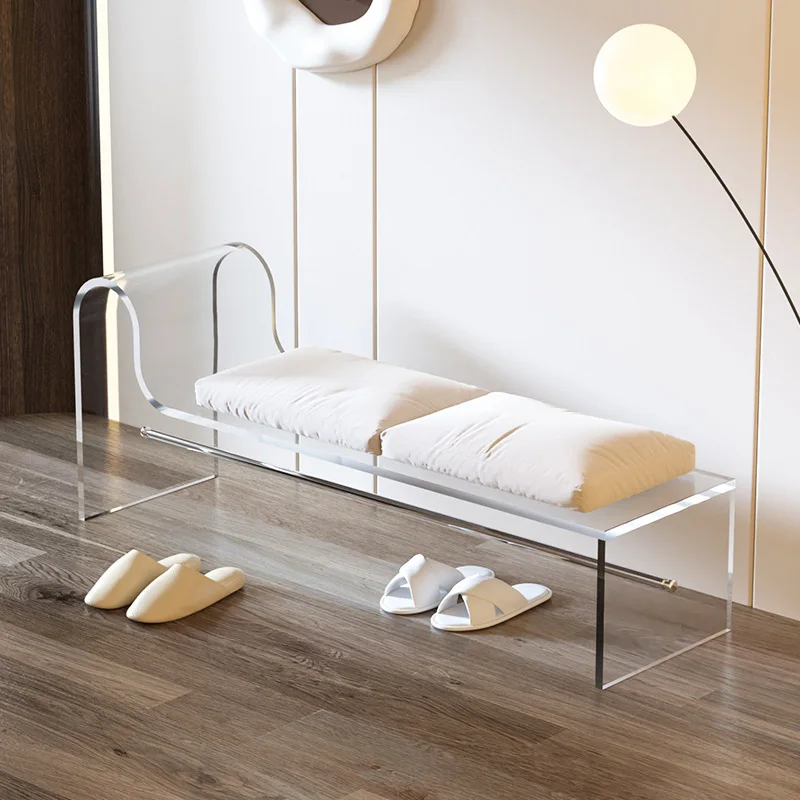 Acrylic Furniture Bench Stool Nordic Home Doorstep Transparent Shoe Changing Stools Bedroom Cloakroom Minimalist Makeup Chair