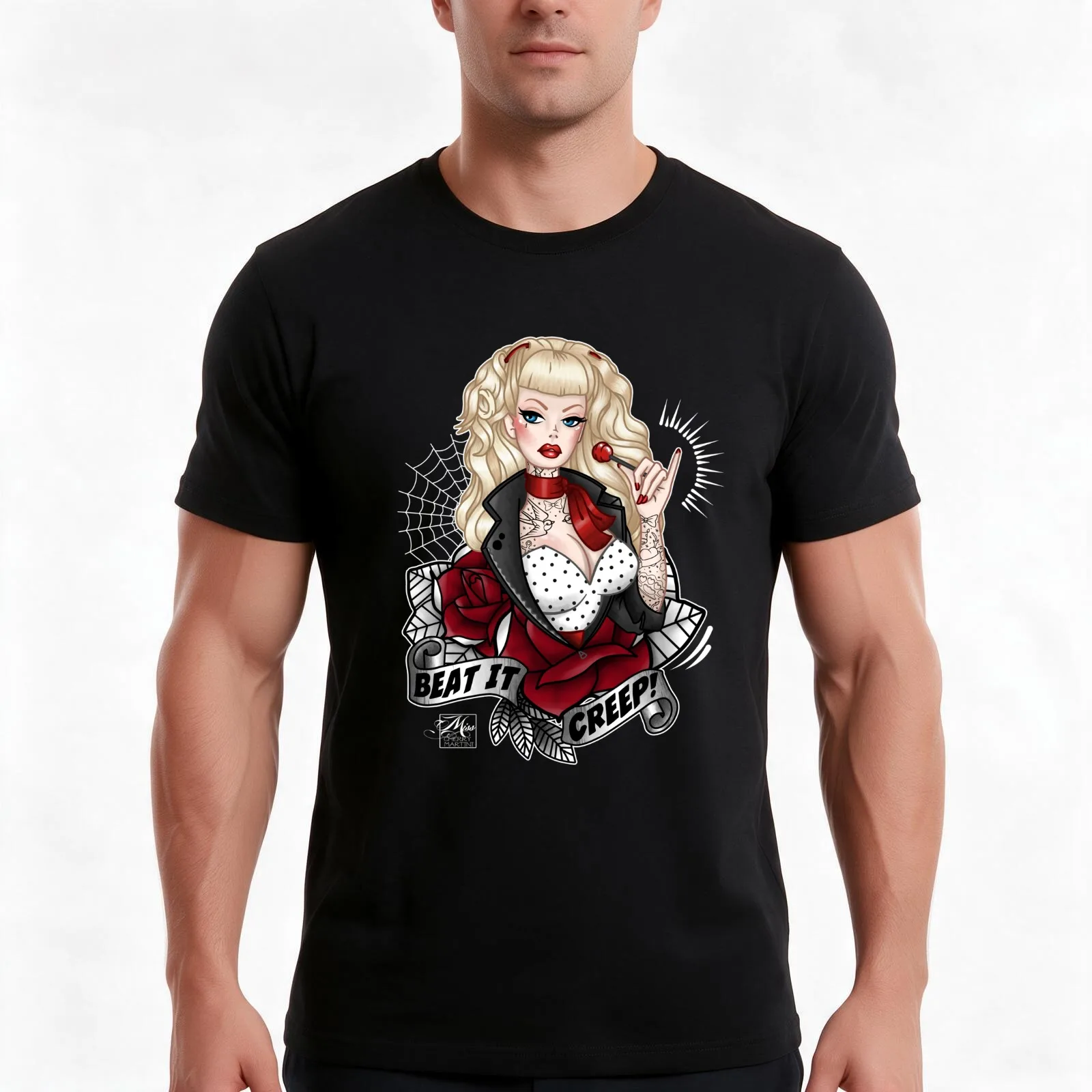 Beat it Creep T-Shirt, Summer Casual Cotton Tee, Oversized Streetwear Tops, Vintage Graphic Print, Loose Fit Short Sleeve