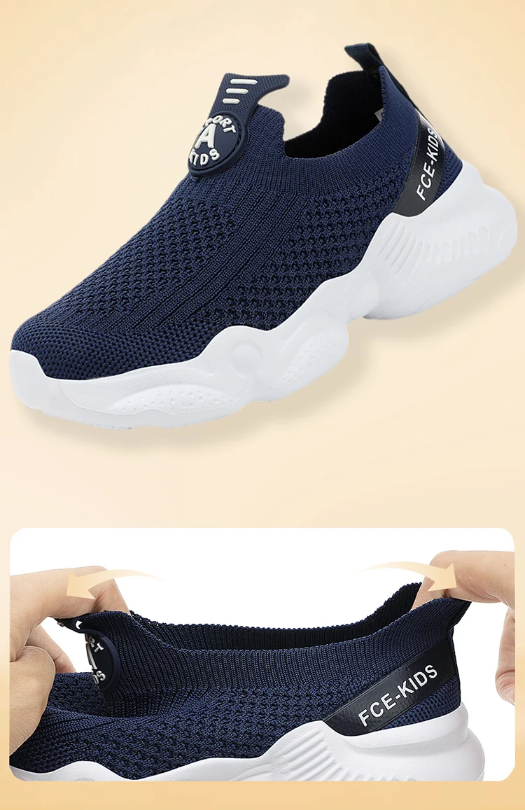 Sommerliche Freizeitschuhe für Kinder, atmungsaktive Strick-Sneaker für Kinder, Slip-Ons, Laufschuhe für Jungen, leichte, bequeme Wanderschuhe – Detail 8
