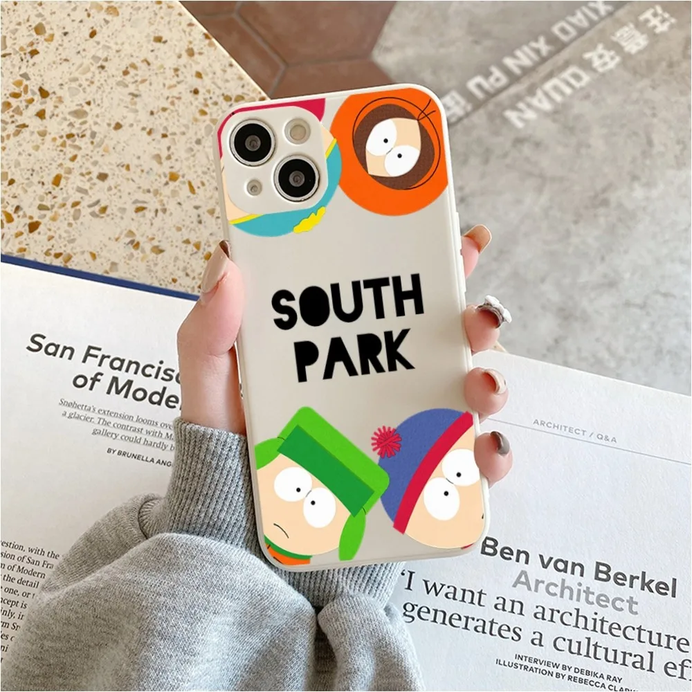 S-South Cartoon P-ParkS Phone Case For Iphone 11 13 14 Pro Max X Xr Xs Max Se2020 12mini White Cover Case