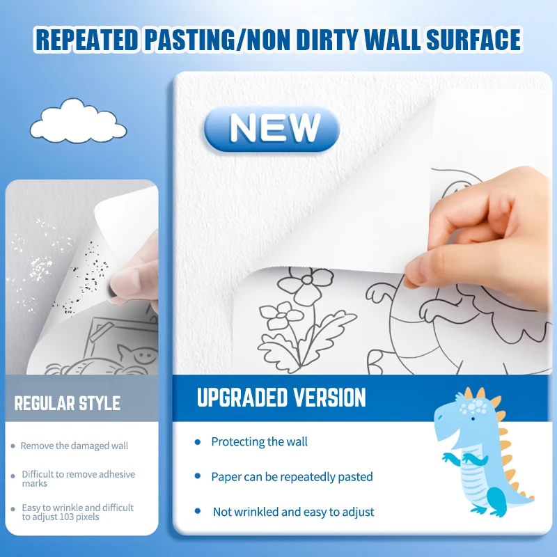 Kindertekenrol DIY kleurpapierrol Kleurvulpapier Graffiti Scroll Papier gesneden voor kinderen Schilderen Educatief speelgoed