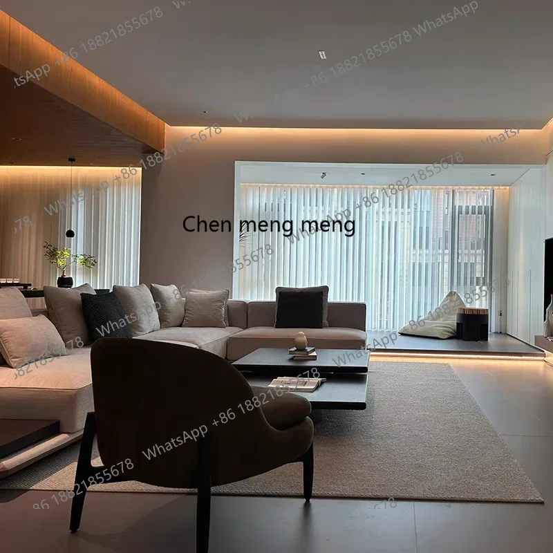 P32 Minimalist fabric sofa living room large apartment combination villa high-end cotton and linen new special-shaped sofa