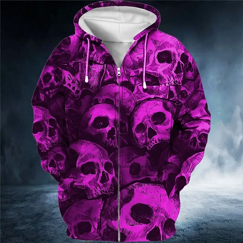 Men's Skull Graphic Prints Hoodie Hoodies Sweatshirt Streetwear Designer Long Sleeve Hooded Sports & Outdoor Daily Sports Red Bl