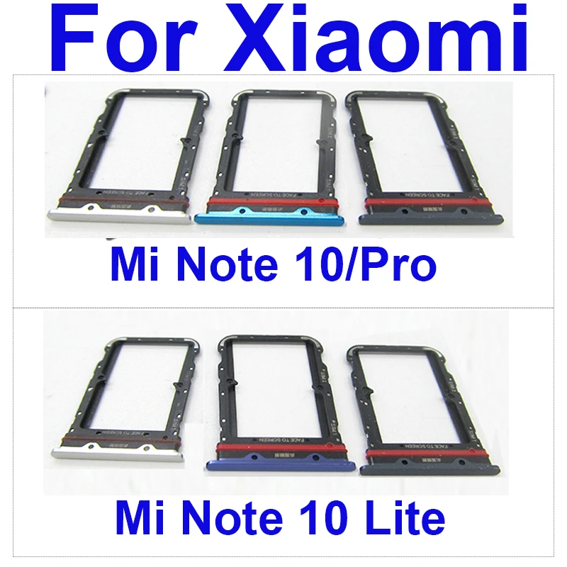 SIM Card Tray Slot Holder For Xiaomi Mi Note 10 Note 10 Pro Mi Note 10 Lite Sim Card Reader Adapter Replacement Parts With Pin 