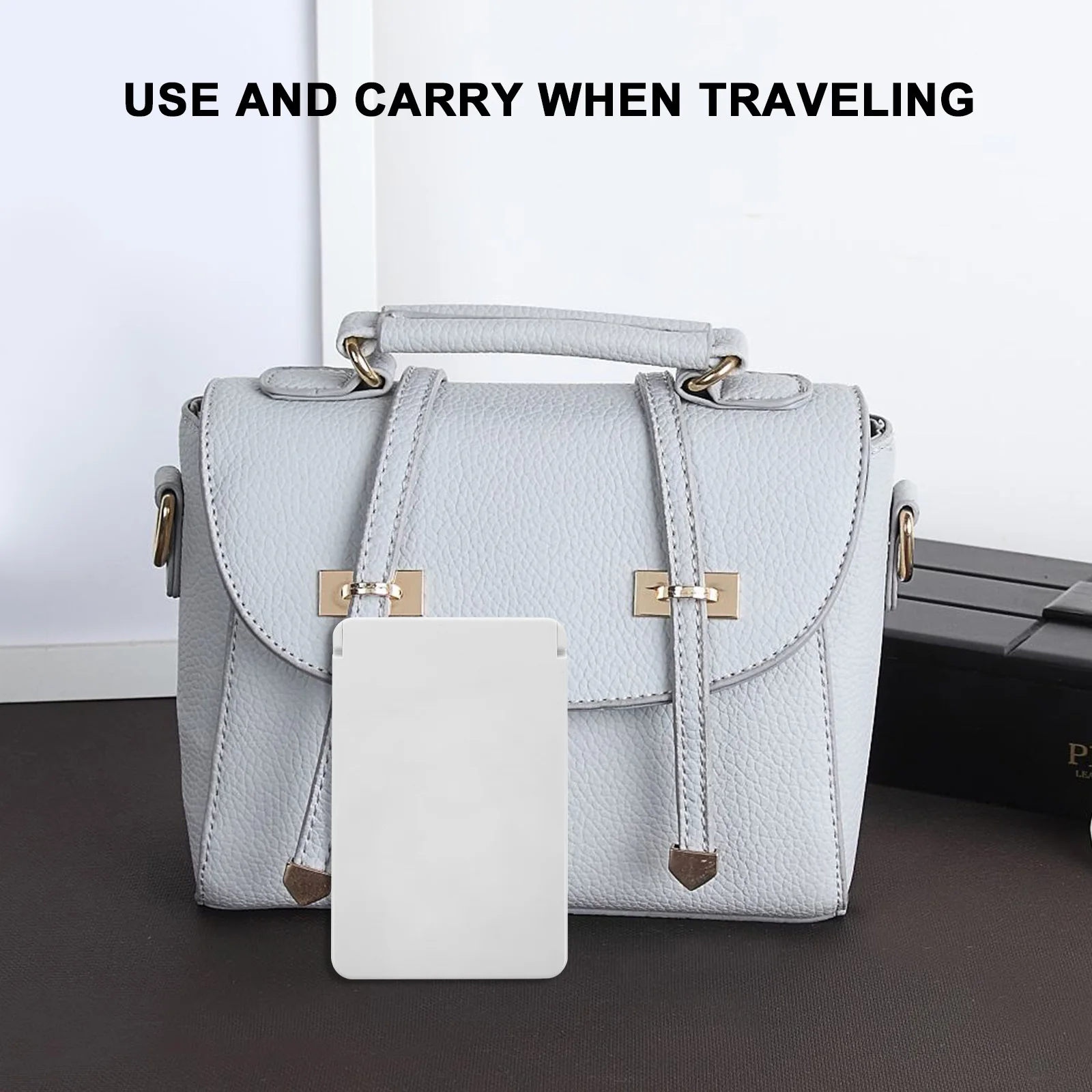 LED化粧鏡折りたたみ式両面ハンドヘルドミニポータブルトラベルコンパクトポケットミラー女性用屋外スキンケア