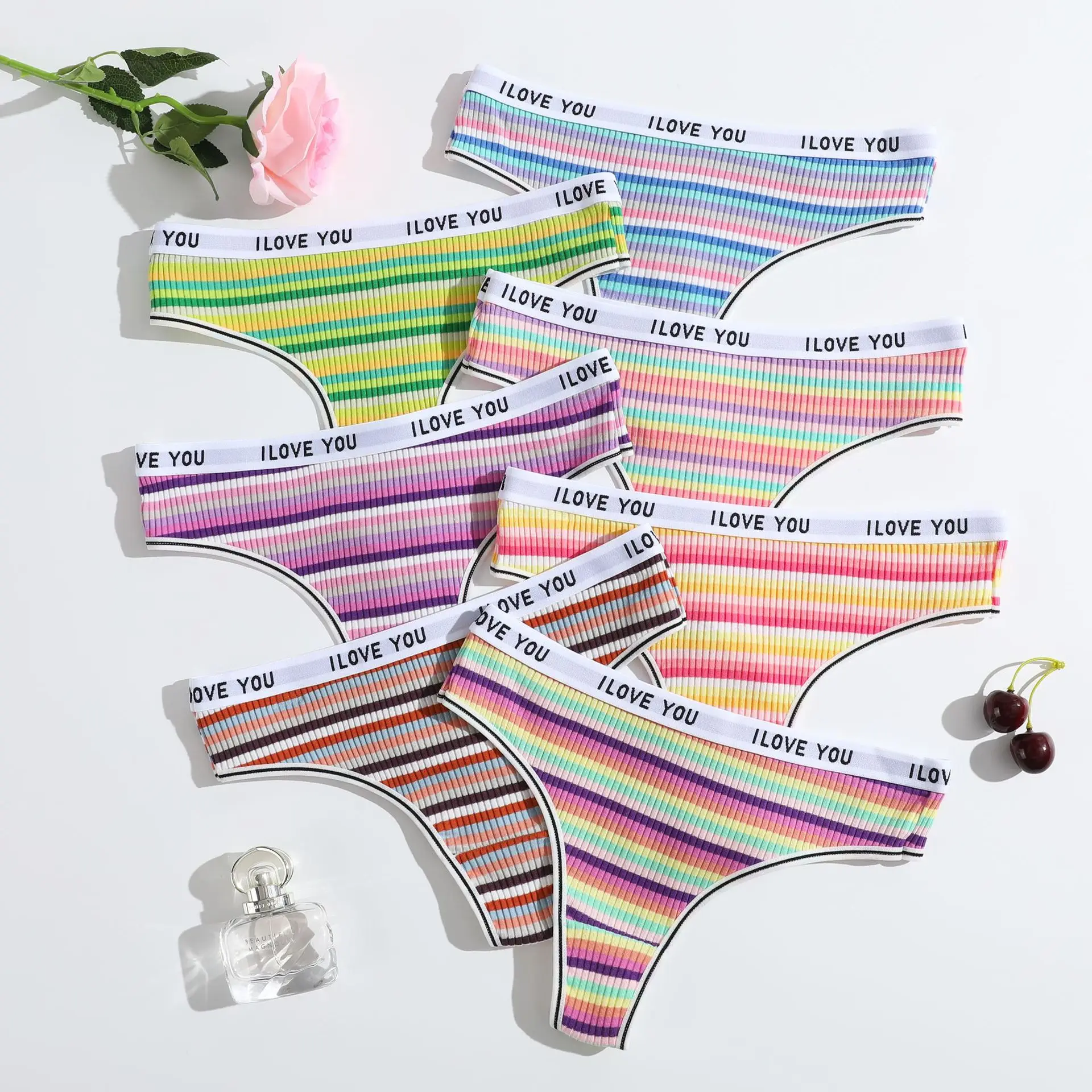 

EINY Zevity 3PCS Women Panties Cotton Striped Underwear Sexy Sports Thongs Lingerie Soft Comfortable G-Strings T-Backs Traf y2k