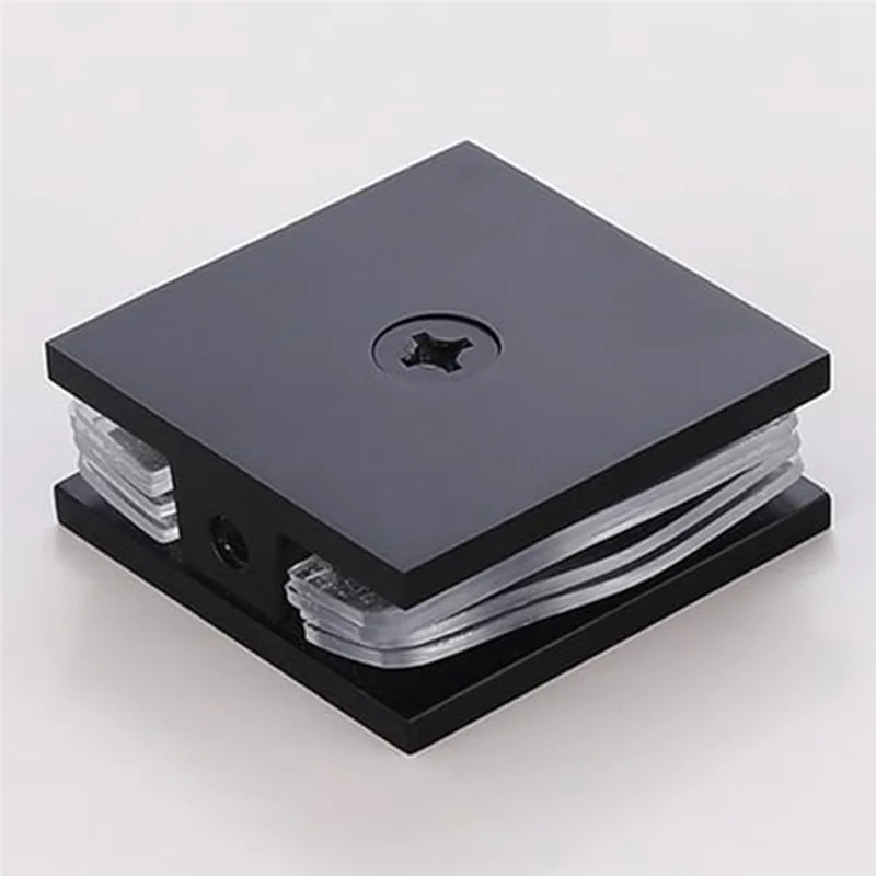 A26F-Brass Glass Clamp, Hole-In-Glass Fixed Panel U-Clamp,Square Screen Door Hardware For Bathroom For 5/16In To 1/2In