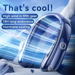 Portable Bladeless Neck Fan For Indoor Outdoor USB Rechargeable Portable Neck Fan 5 Speeds Digital Display Wearable Quiet Fan