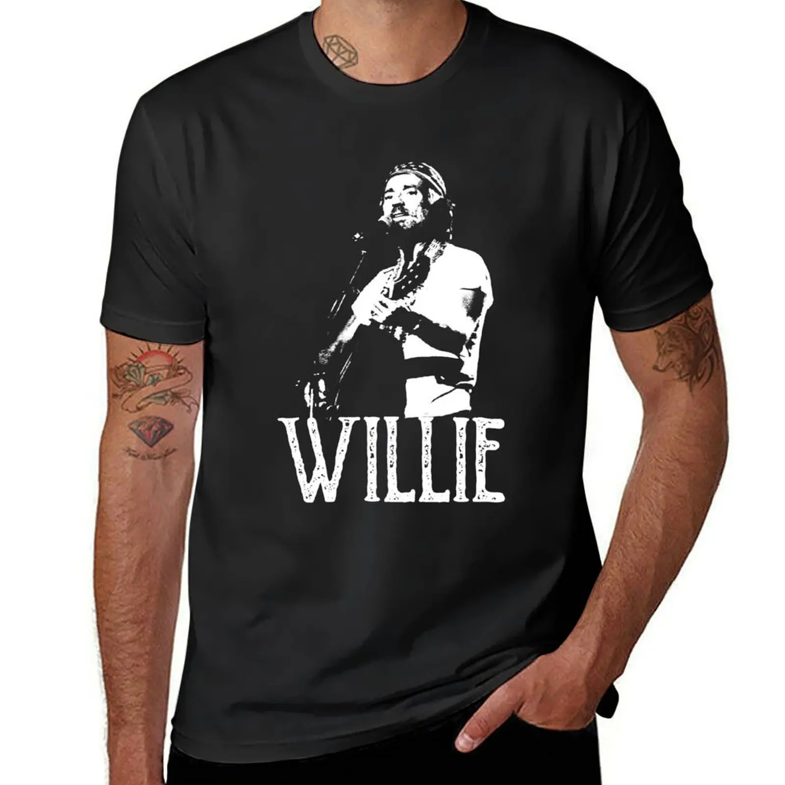 Willie White The Stencil T-Shirt plain customs Men's cotton t-shirt