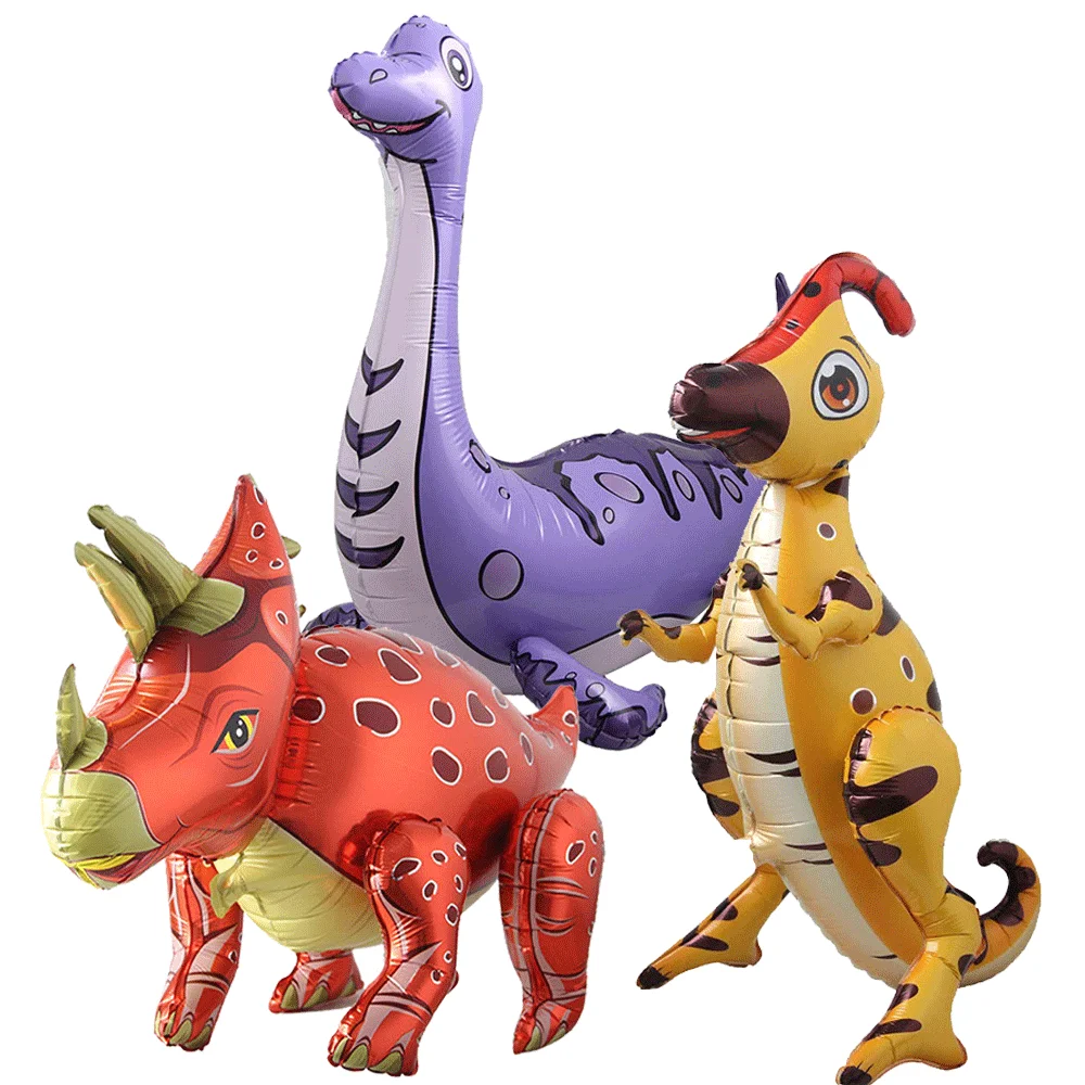 Giant Foil Dinosaur Self Standing Balloons for Kids Boys Girls Happy Dino Birthday Party Safari Animal Decoration Supplies Toys