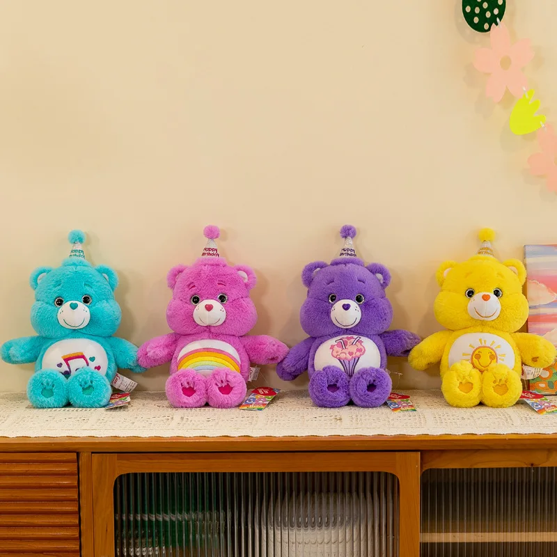 New Original Rainbow Bear Cute Plush Doll 35cm Different Color Emoticons Care Bears Kawaii Cartoon Animals Model Ornaments Gifts