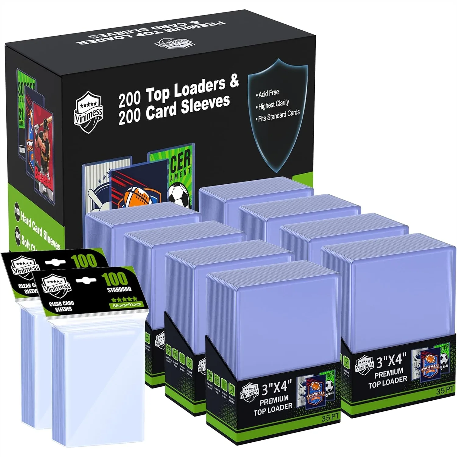 

400 Card Sleeves Top Loaders for Cards, 3" x 4" Hard Plastic Toploaders, Premium Baseball Card Holder for Trading Cards, Sports