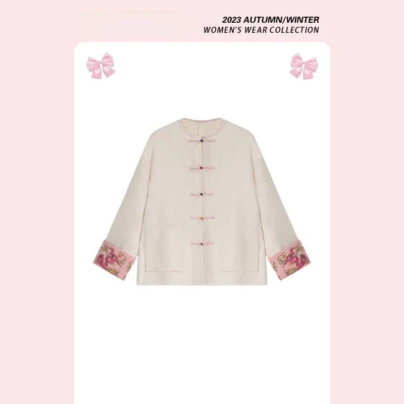 

New Chinese Sle Retro Button Design Cotton Jaet Outerwear Autumn Winter New Arrival Women's plus Size Commute Sle Coat