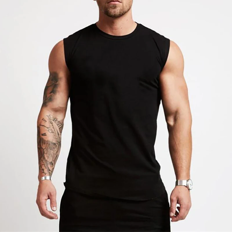 Cotton Gym Clothing Mens Workout Sleeveless Shirt Bodybuilding Tank Top Fitness Sportswear Mens Vests Muscle Singlets Tanktop