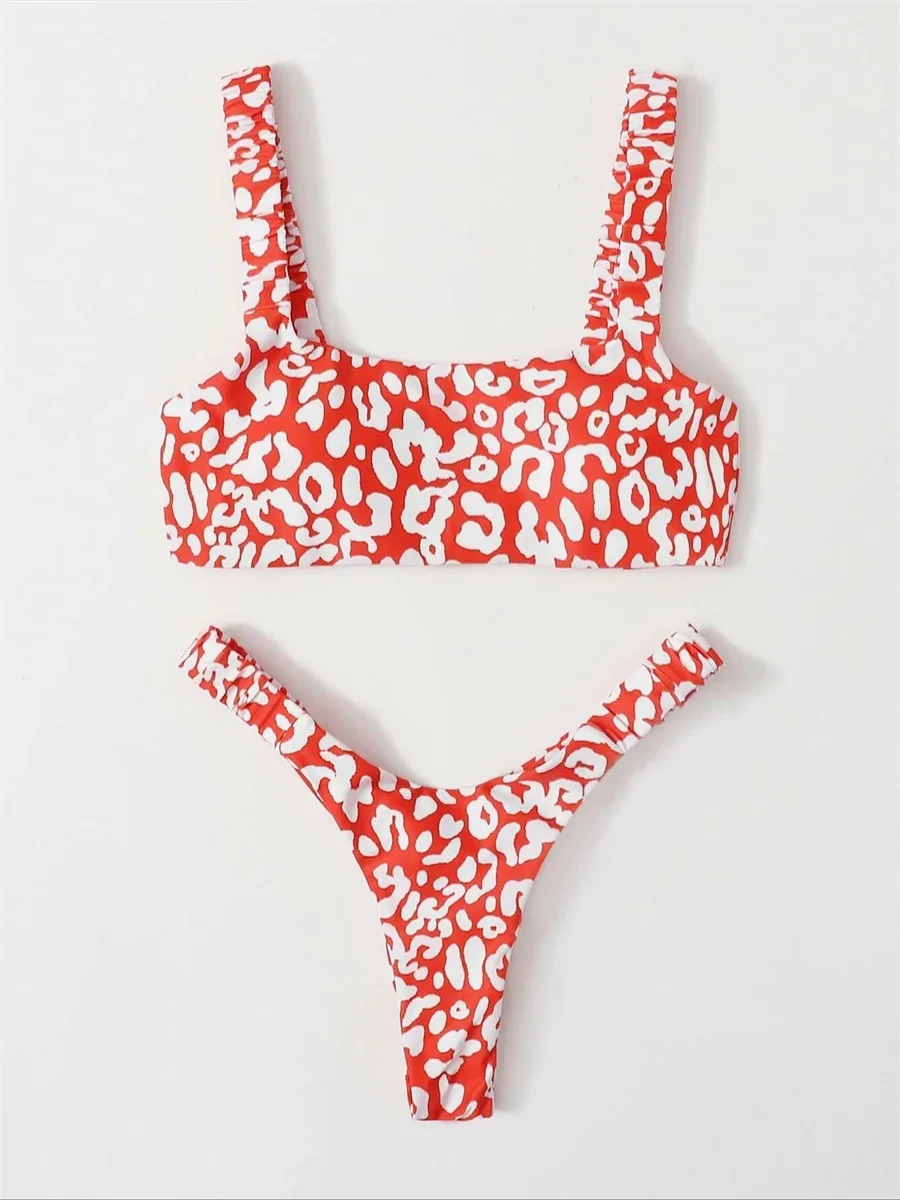 Sexy Micro Bikini 2024 Women Orange Leopard Push Up Padded Thong Swimsuit Female Cut Out Bathing Suit Swimwear Trajes De Baño