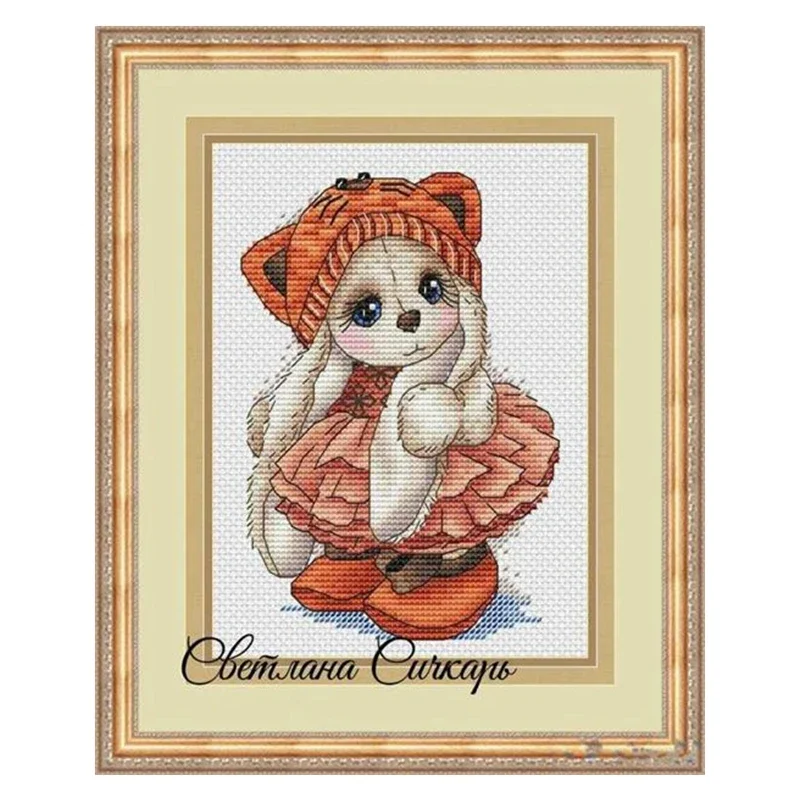 Cross Stitch Kit Cute Cartoon Bunny Series 15 28ct 18ct 14ct 11ct can be Customized Printed cloth hand Embroidery Material Pack