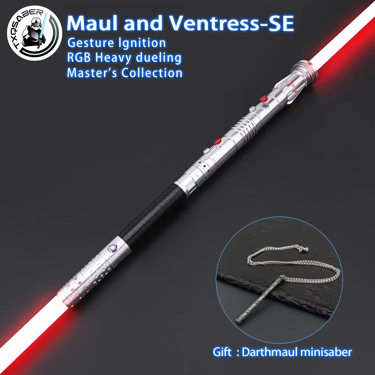

TXQSABER DarthMaul Ventress SE Lightsaber SNV4 Proffie2.2 Light Sword Neo Pixel Smooth Swing Laser SD card customized Cosplay