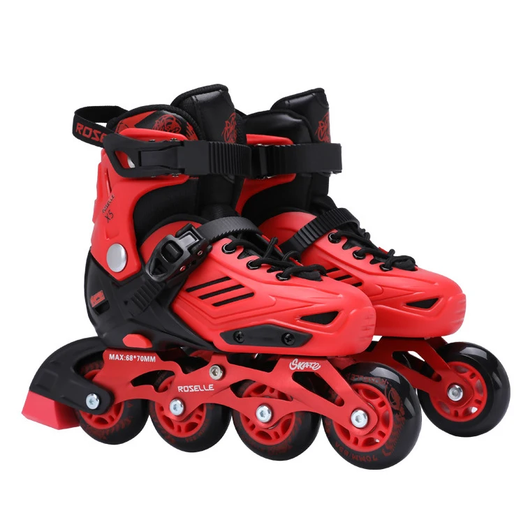 

Professional Inline Slalom Roller Skates with 4 Wheels and Brakes Adjustable Sizes Skates for Children Beginners