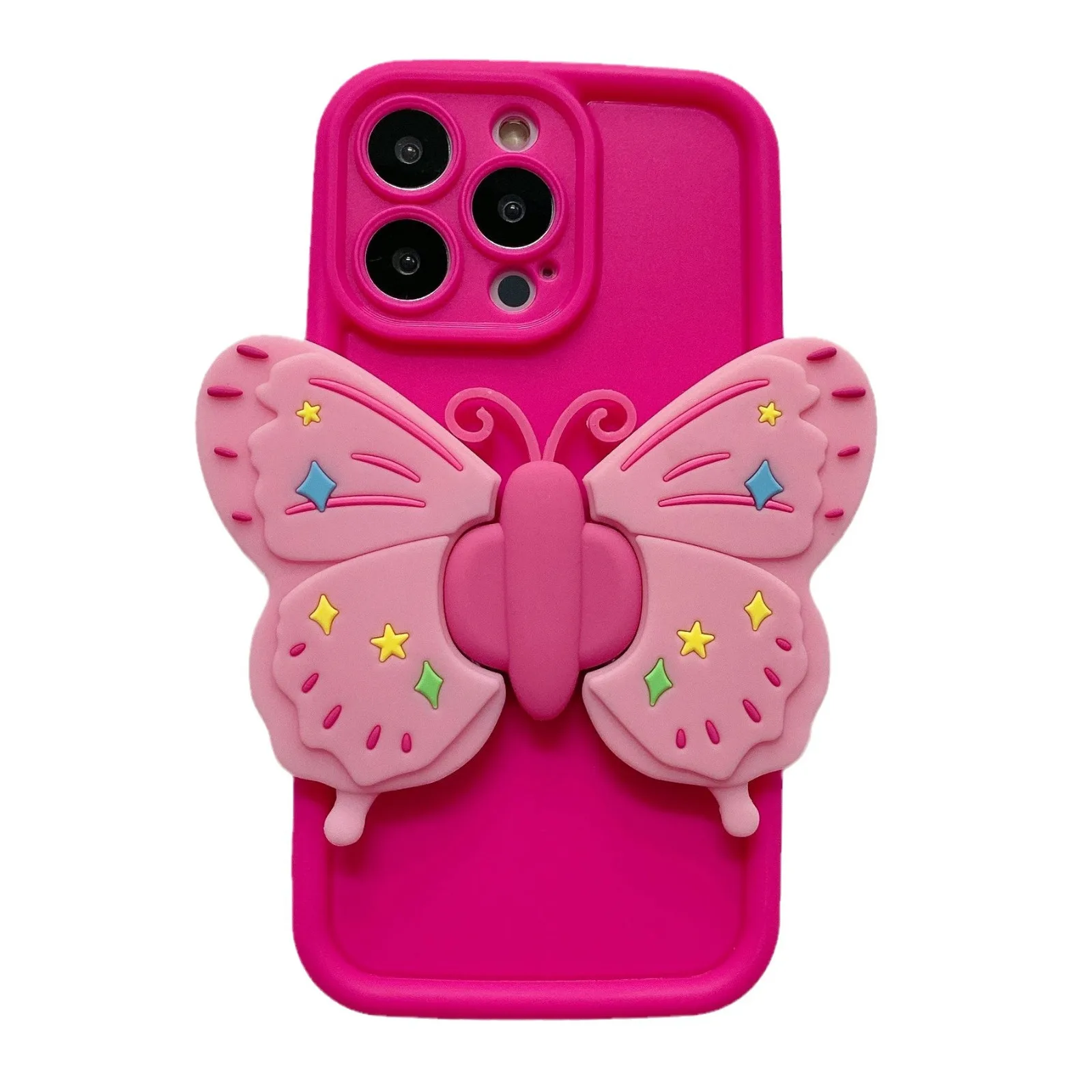 Cute 3d Metal Photo Frame Fold Butterfly Bracket Anti-fall Phone Cover Case For Iphone 15 14 13 12 11 Pro Max Soft Coque Fundas