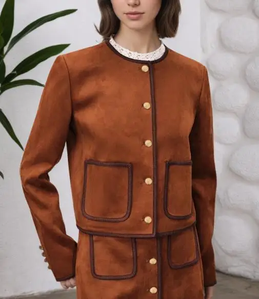 

Осенне-зимняя винтажная классическая короткая куртка с цветными блоками и металлическими пуговицами спереди для женской модной короткой куртки