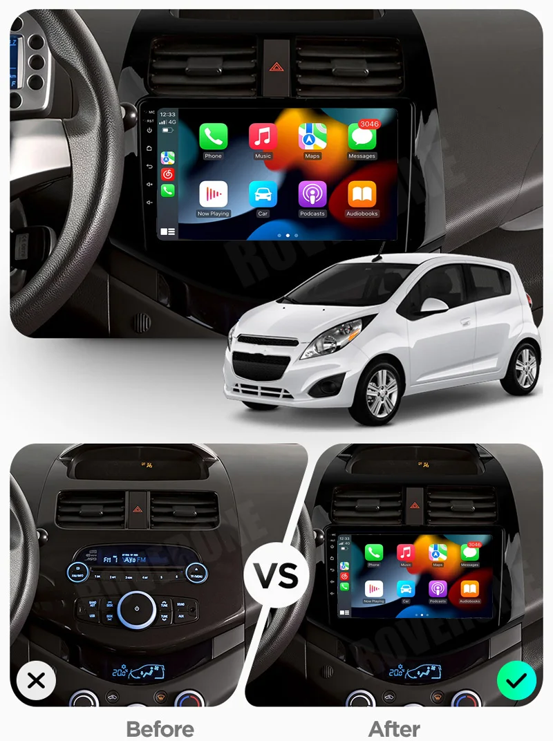 RoverOne Car Electronics for Chevrolet Spark M300 2009 - 2016 Multimedia GPS Navigation Wireless CarPlay Android Auto Audio